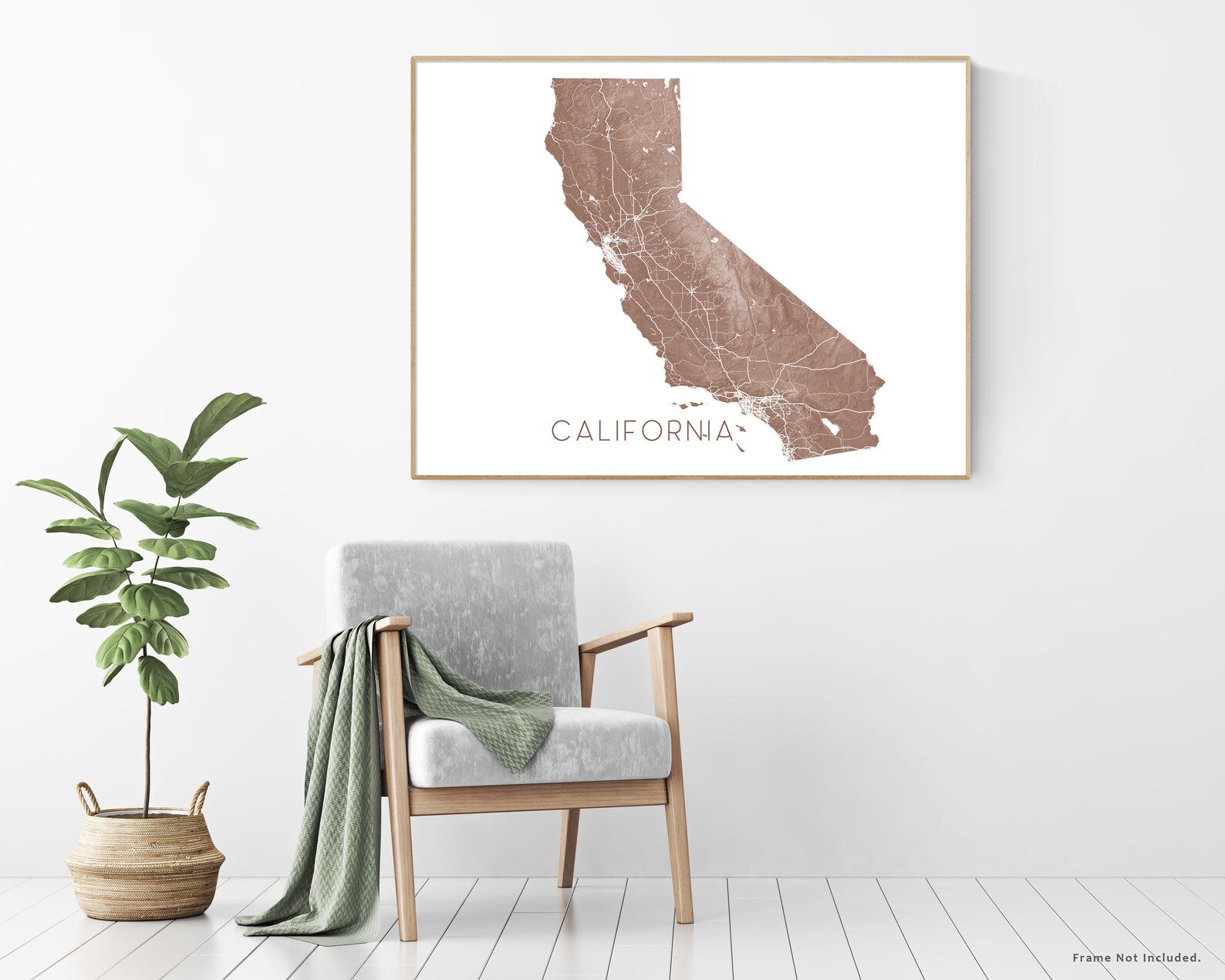 California Wall Art Map and 3D Landscape California Map Print | Etsy