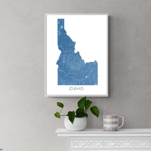 Map of Idaho Map Print and Idaho Poster Maps for Idaho Wall Art and ...