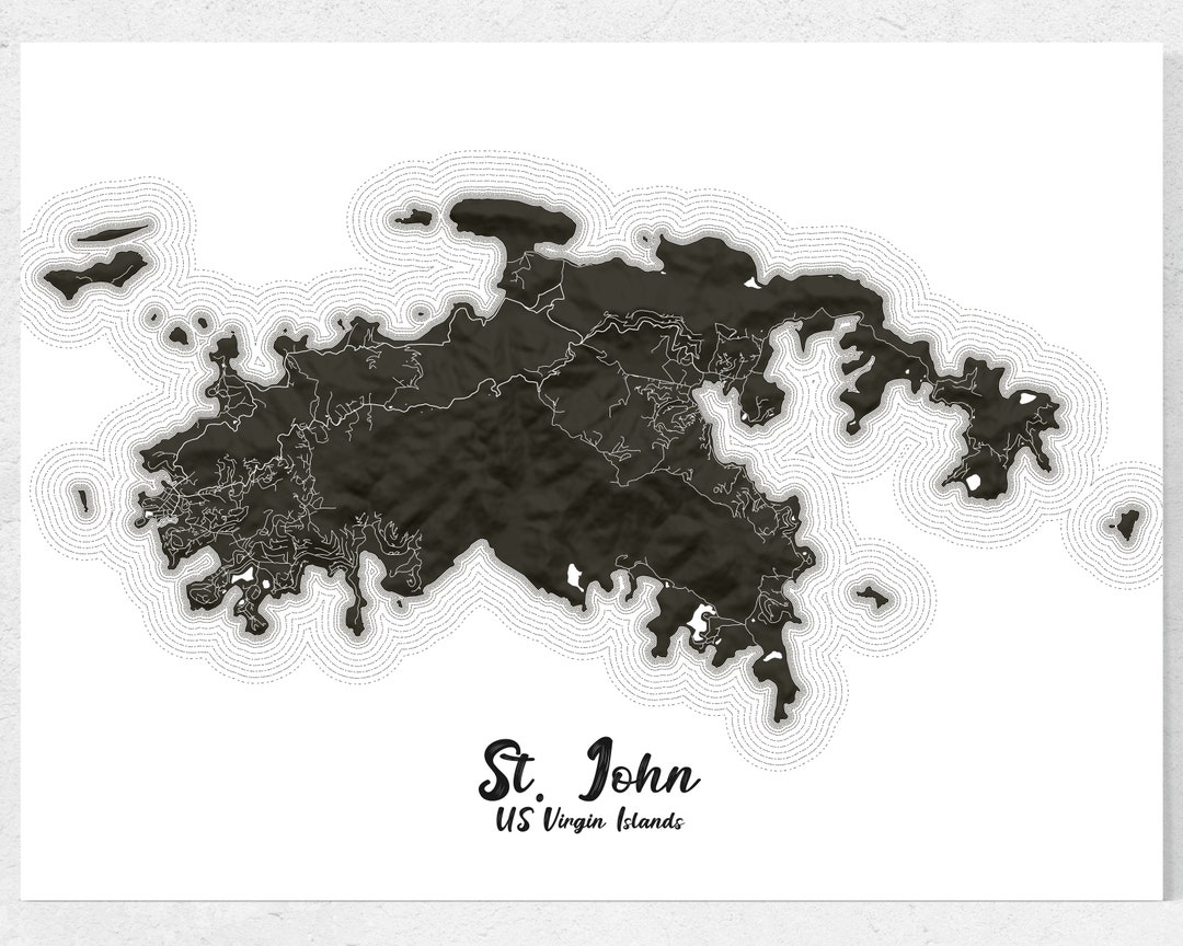 St John USVI Map of US Virgin Islands Print Poster Custom - Etsy