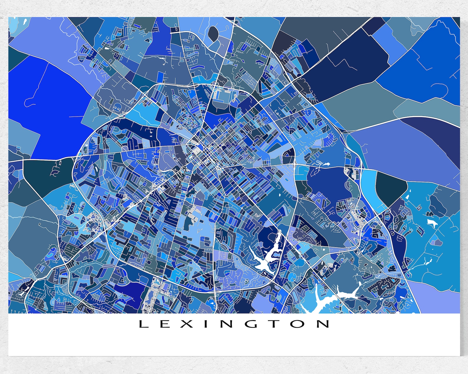Lexington KY Map of Lexington Kentucky City Maps Blue Etsy