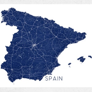Espagne Carte Art Carte De Lespagne Imprimer Espagne Wall Etsy France