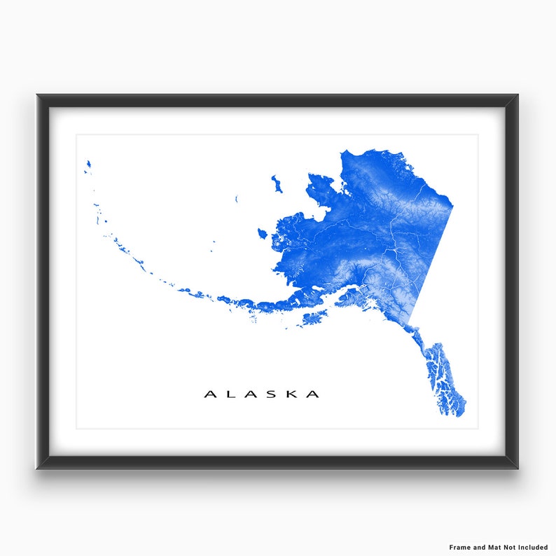 Alaska Map Art Print Alaska State State Outline Anchorage ...