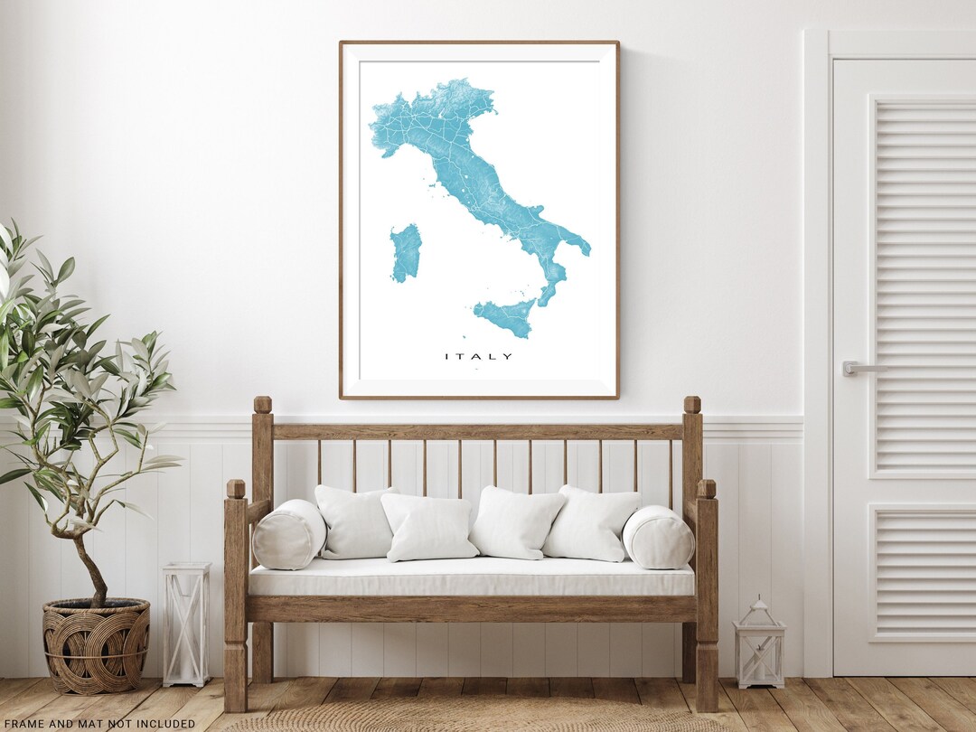 Italy Map Wall Art Print Italy Poster Italy Wall Decor Etsy Canada