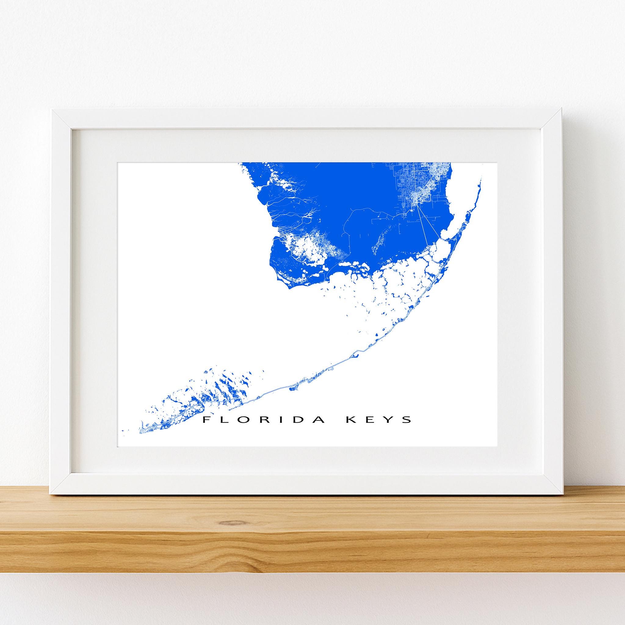 Florida Keys Map Print, Key West Map Poster, Key Largo, Florida Keys ...
