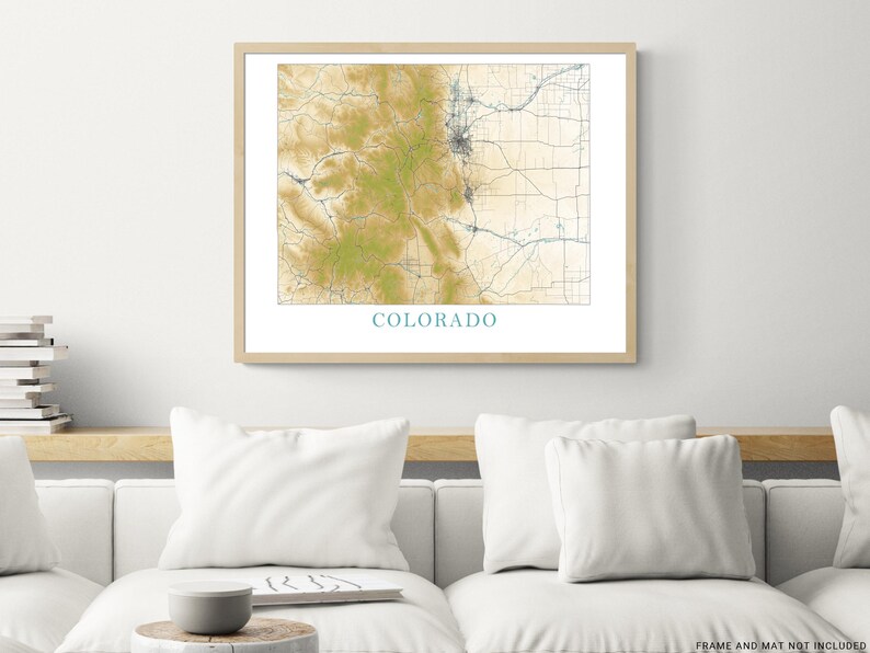 Colorado Wall Art Map: State Print or Poster Topographic Maps - Etsy