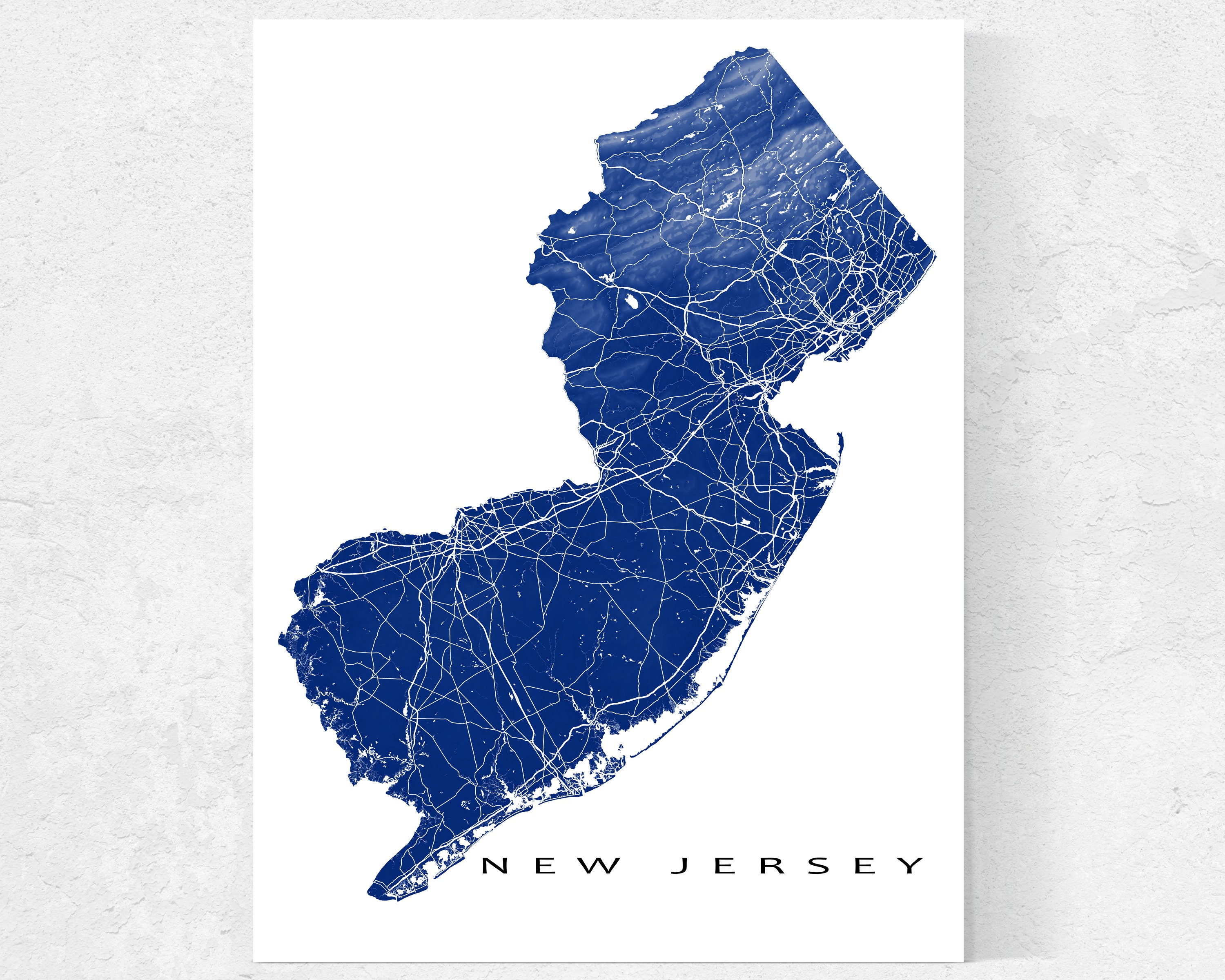 New Jersey Map Print New Jersey State Outline Nj Map Art Etsy