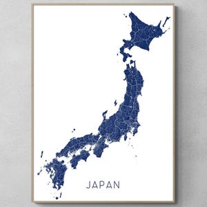 Affiche de carte du Japon, impression de carte du Japon, décoration du Japon pour des impressions d'art mural, cadeau de voyage au Japon, cartes de pays des îles japonaises