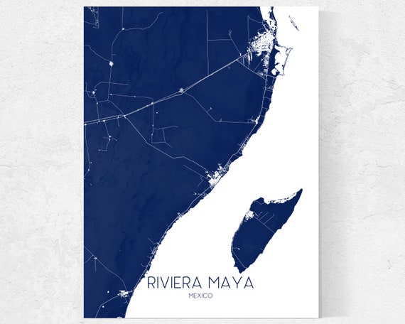 Riviera Maya Map Cancun Map Tulum Print Yucatan Mexico - Etsy