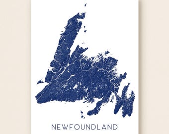 Newfoundland Topographic Map Print, Canada Province Wall Art Poster