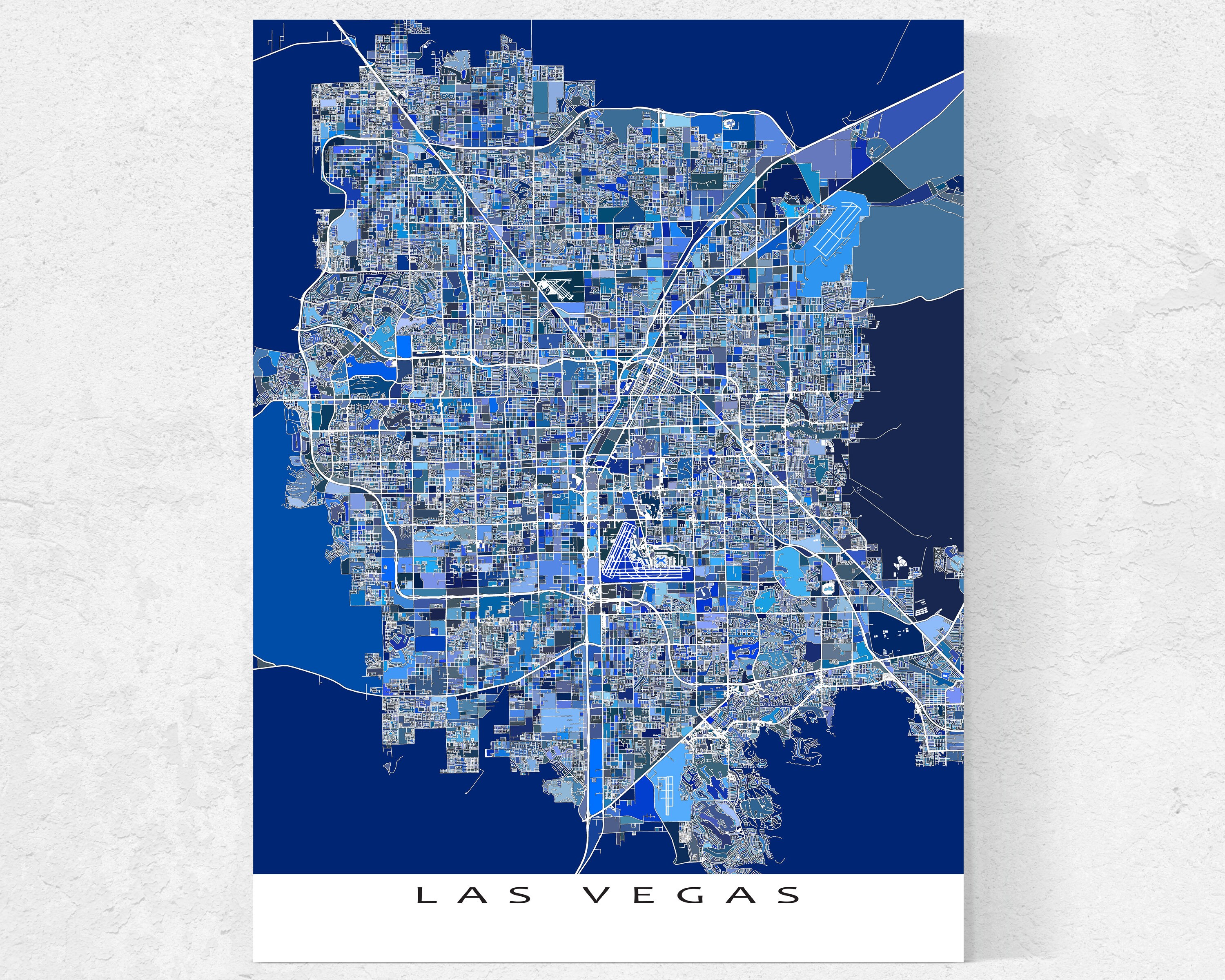 Las Vegas Map Poster and Las Vegas Art Print for Blue Etsy UK