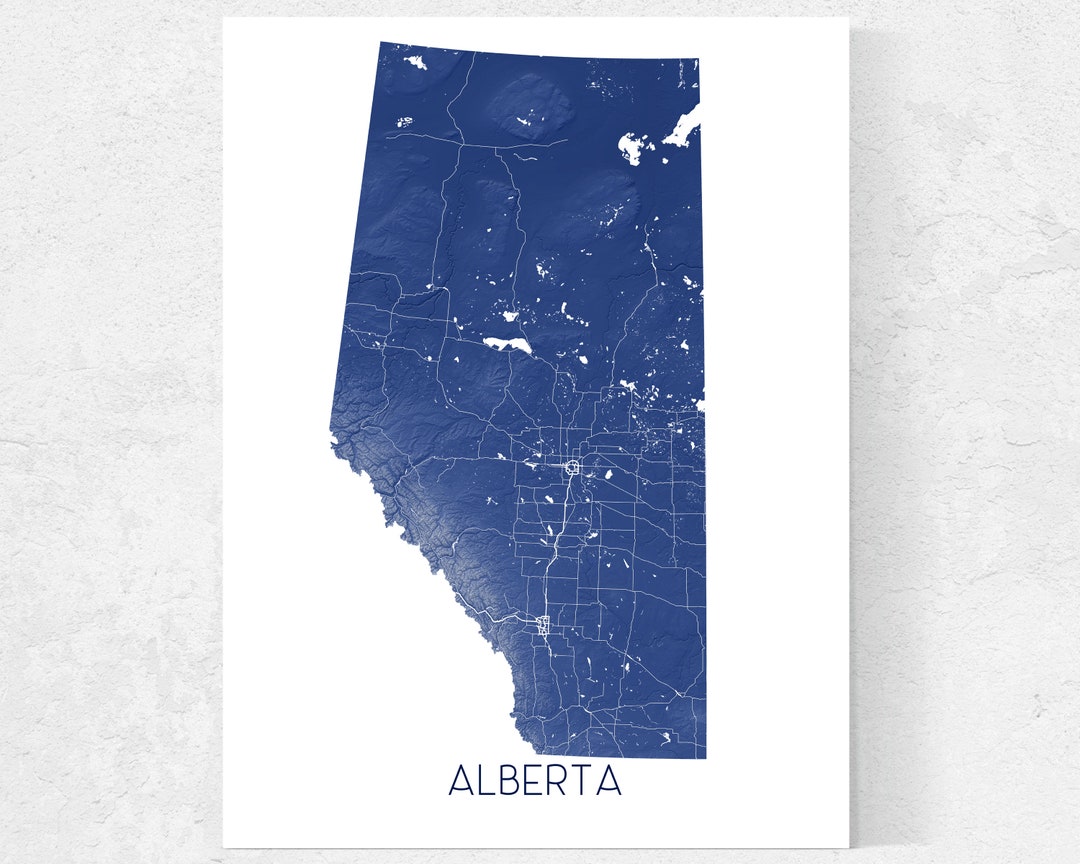 Alberta Map Print 3D Topographic Map of Alberta Canada Etsy