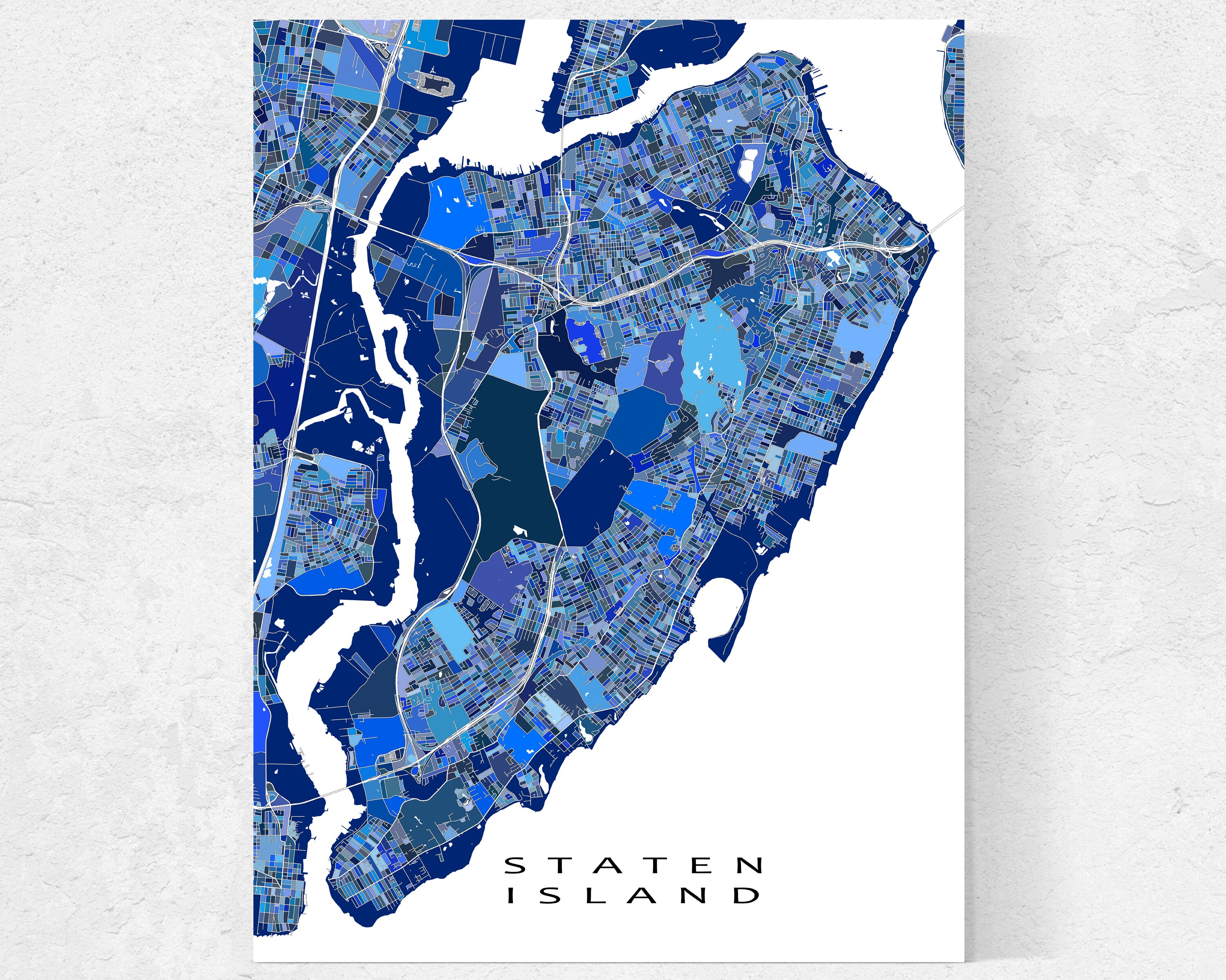 Staten Island Street Map Staten Island Map Print And Blue Geometric Staten Island New | Etsy  Australia
