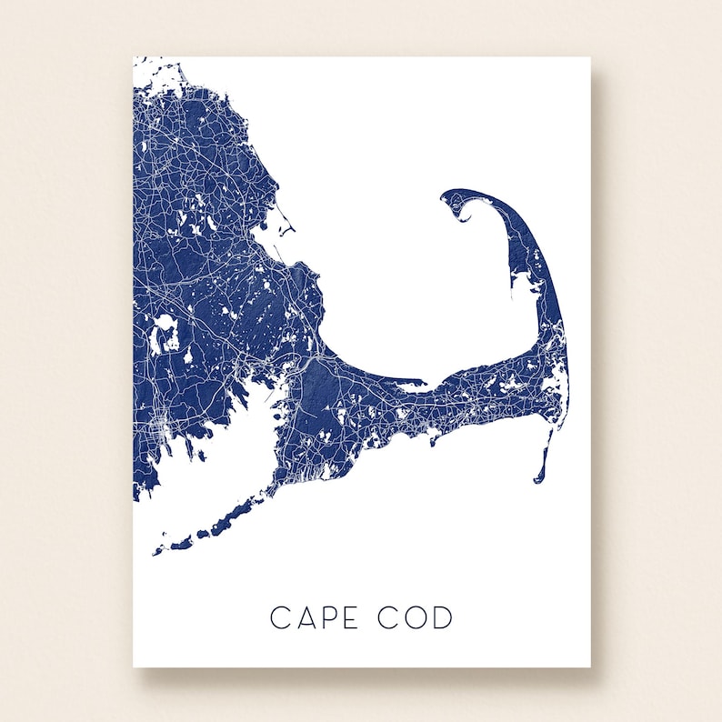 Cape Cod Map Print and Cape Cod Wall Art Poster for Cape Cod Art Prints ...