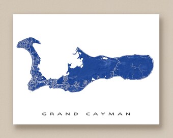 Grand Cayman Map Print, Cayman Islands Map Prints, Grand Cayman Island Travel Gifts, Grand Cayman Art