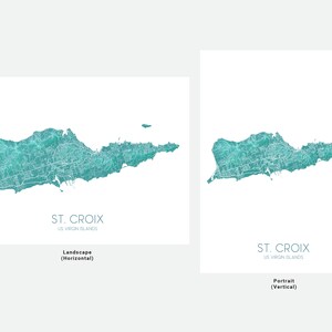 St. Croix, US Virgin Islands map print with a turquoise landscape design by Maps As Art.