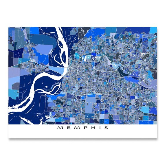 Memphis Wall Art Print and Memphis Map Poster for Blue | Etsy