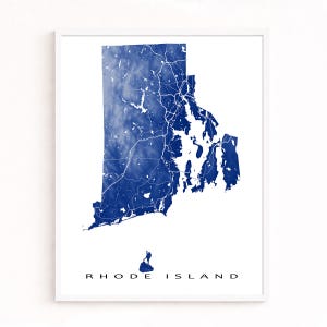 Rhode Island Map Print, Topographic State Wall Art Poster