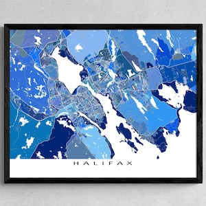 Halifax Karte Print Poster, Blau Geometrische Nova Scotia Atlantik Kanada Stadtstraße, Wand Kunst Karten, Maritimes Straßenkarte, Dartmouth NS