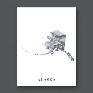 Alaska Wall Art Print, Topographic State Map Poster