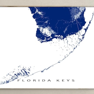Impression de carte des Keys de la Floride, affiche de carte de Key West, Key Largo, impressions d'art des Keys de la Floride
