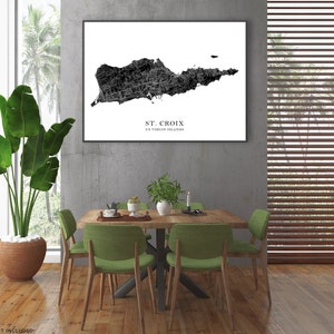 St Croix Map of St Croix USVI Wall Art Print, Saint Croix US Virgin ...