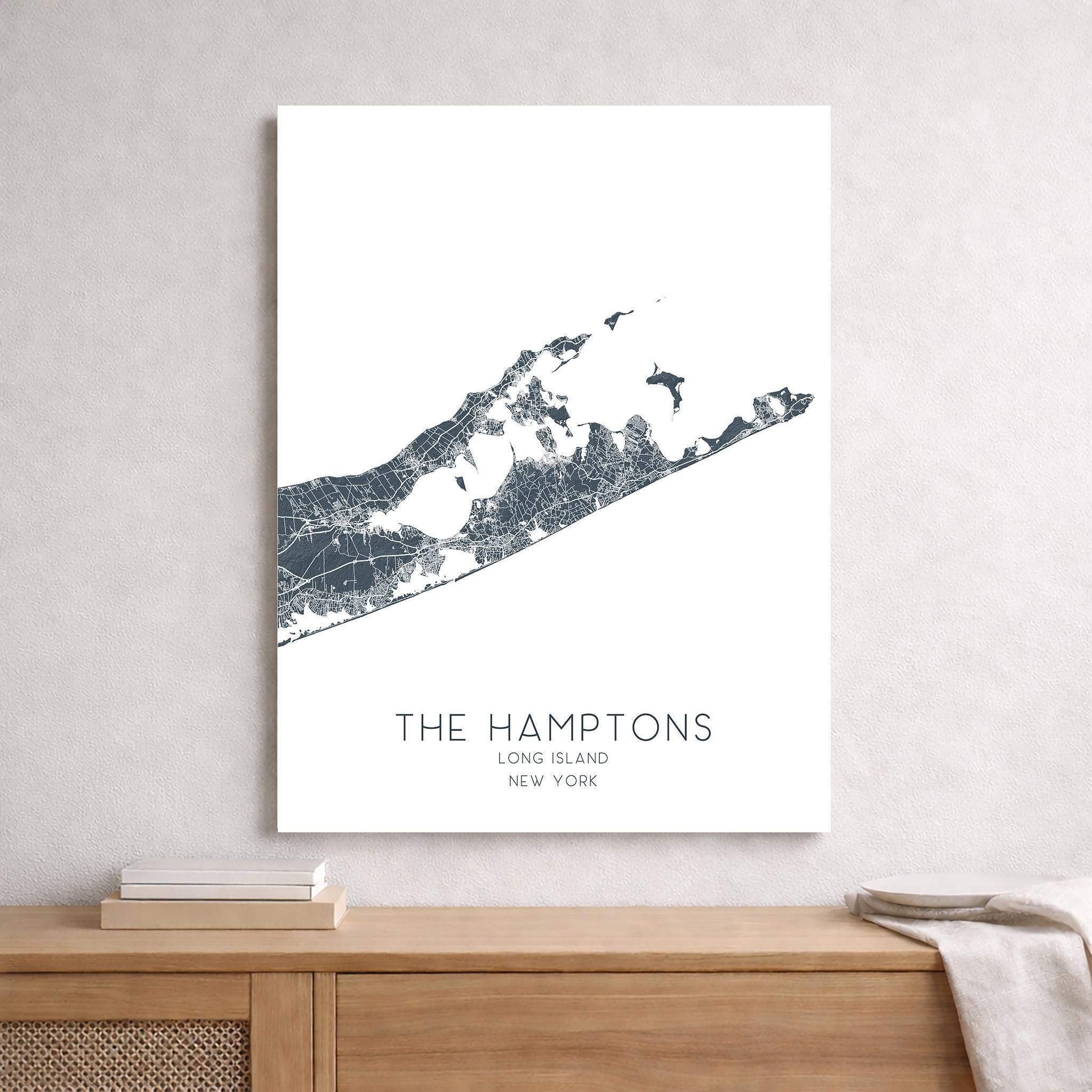 The Hamptons Map of Hamptons Long Island New York Print, Topographic ...