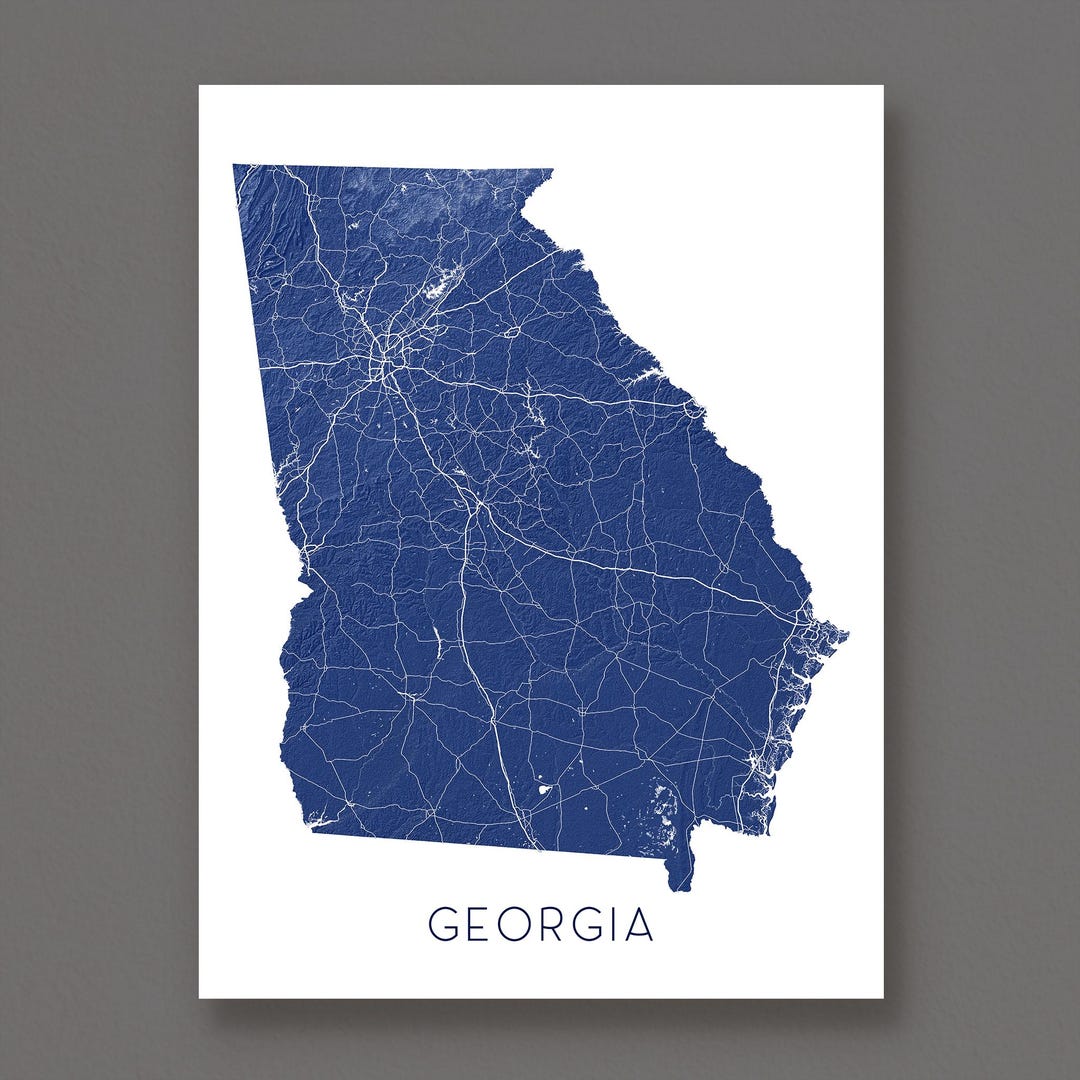 Georgia Map Art Print and Map of Georgia State Prints for Landscape GA ...
