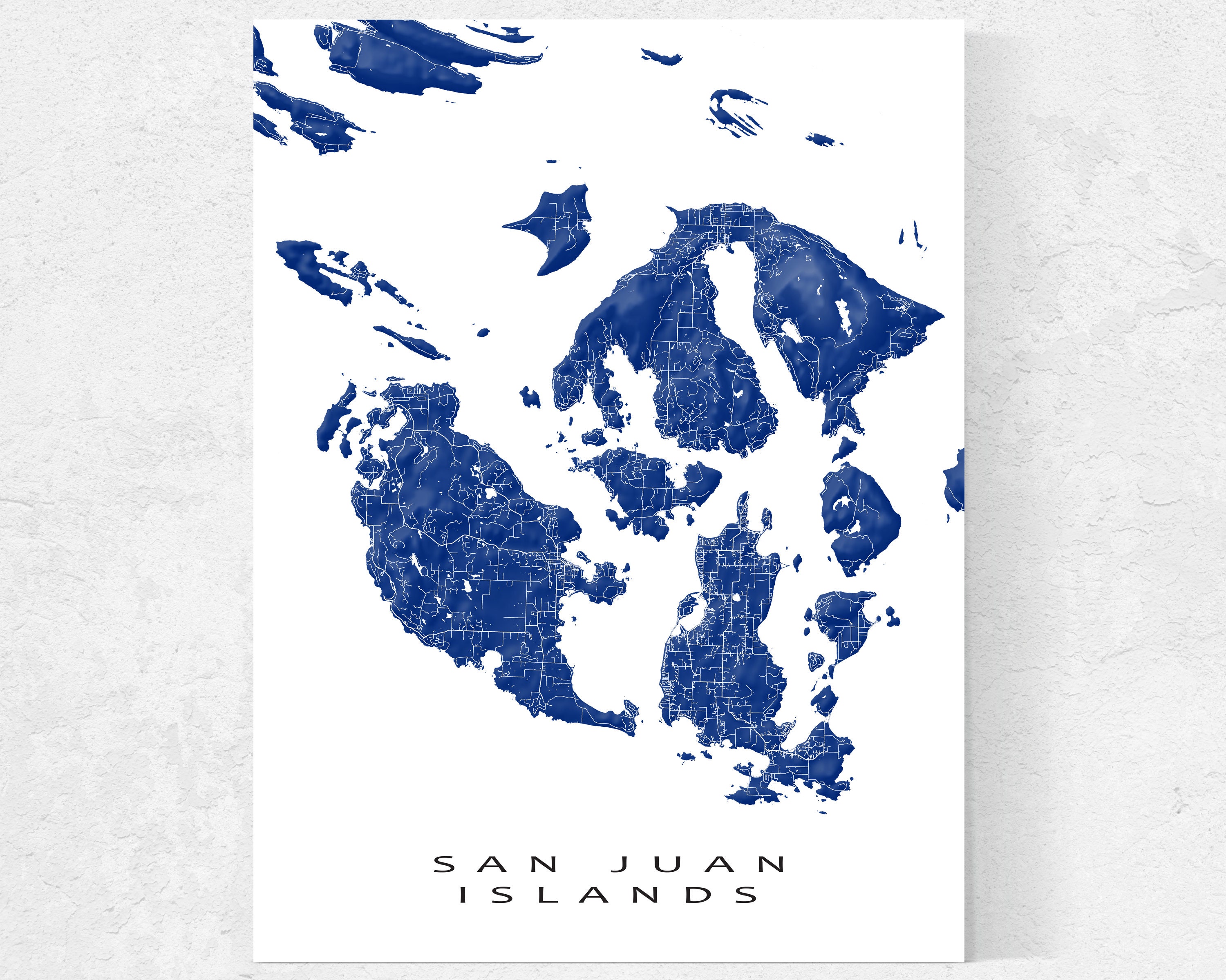 Map Of San Juan Islands San Juan Islands Map Art Prints And Landscape San Juan Island | Etsy Uk