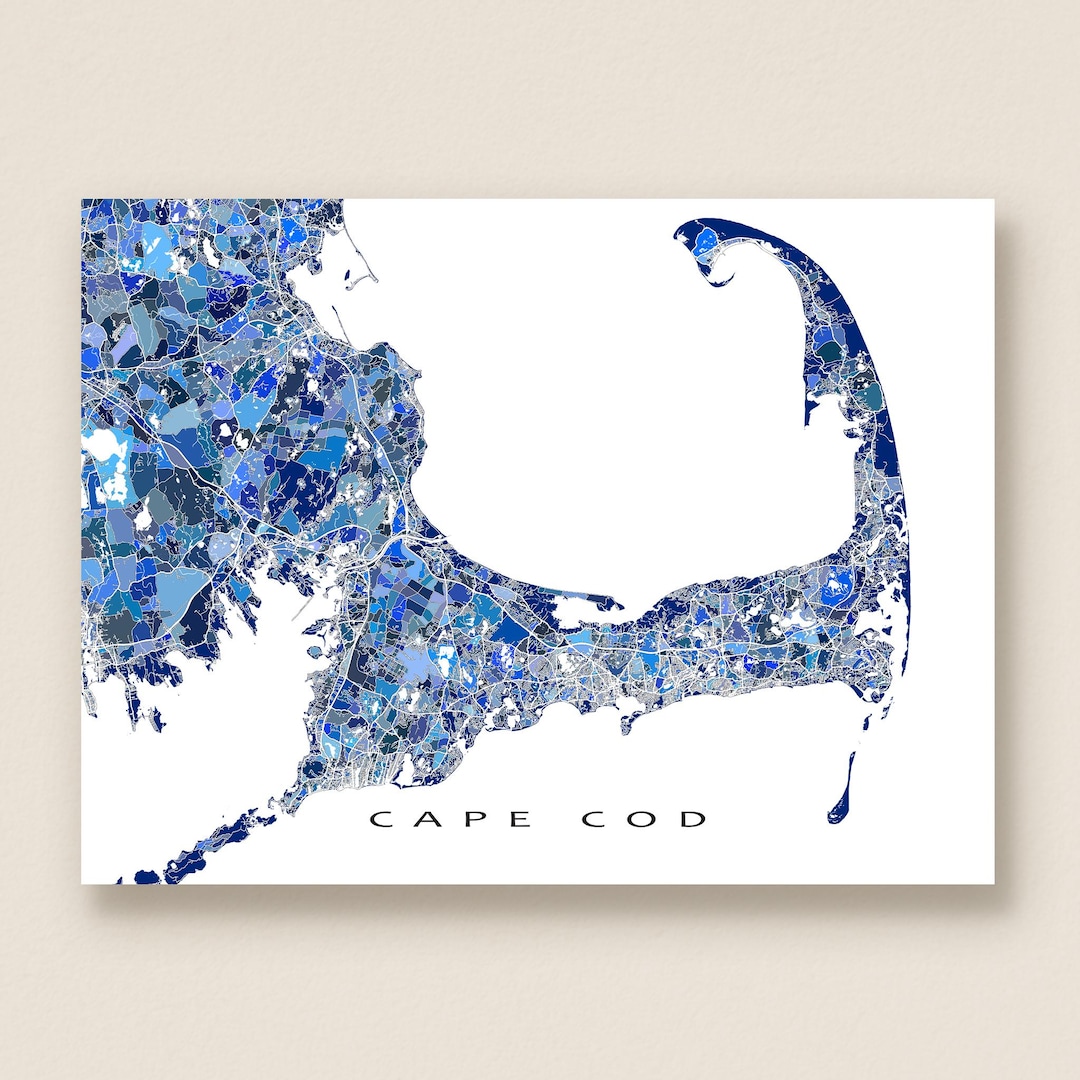 Cape Cod Art, Cape Cod Massachusetts Map Print, Provincetown MA - Etsy
