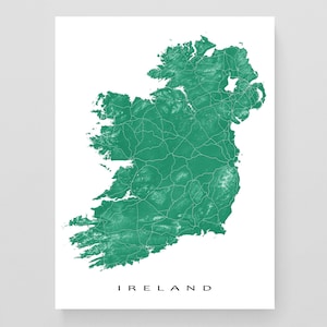 Ireland Map Art Prints and Landscape Ireland Poster including Northern Ireland, Republic of Ireland for Travel Gifts