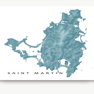 Saint Martin Map Print St Maarten Art Caribbean Island | Etsy