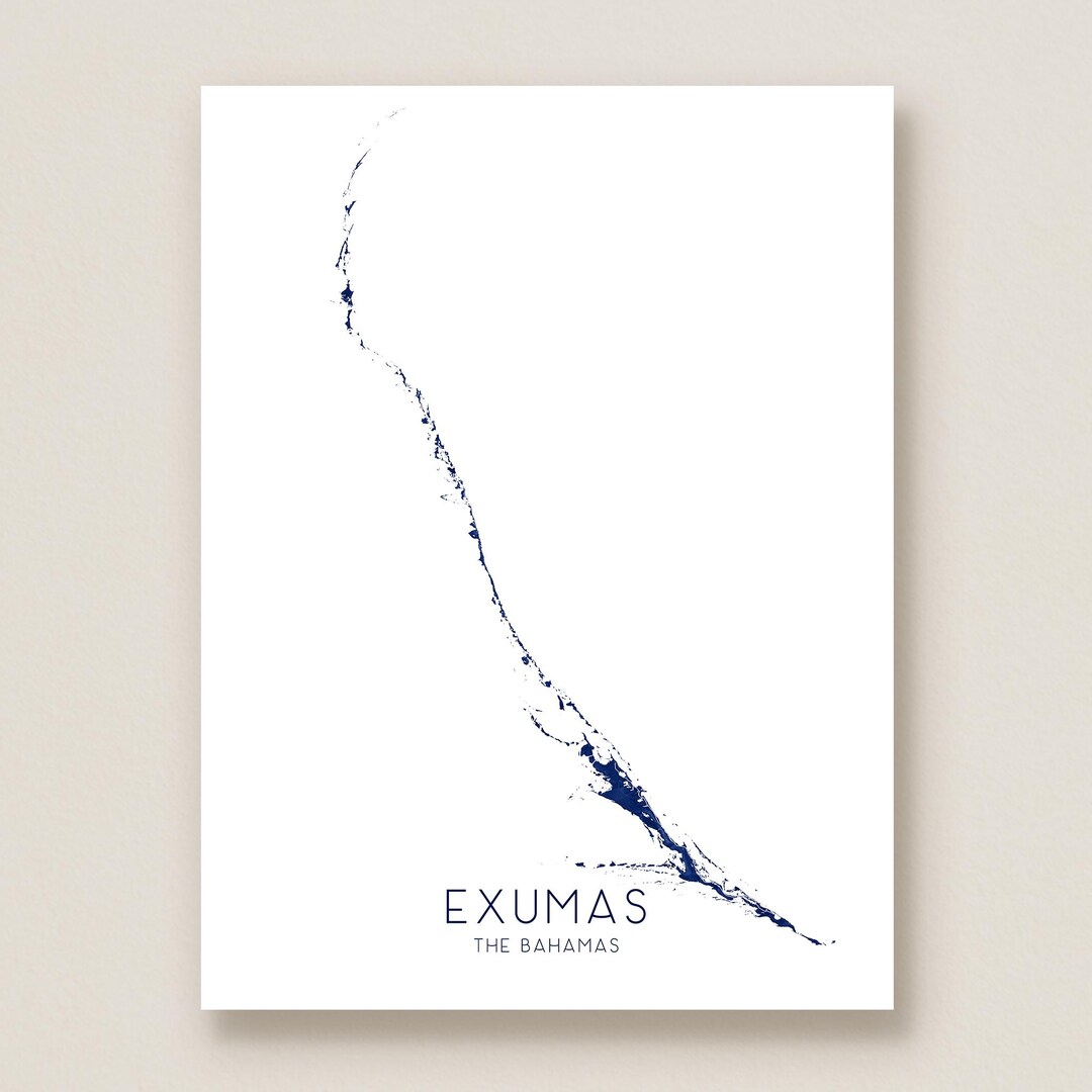 Exuma Poster Exuma Bahamas Map Art Print, Exmuas Islands Poster - Etsy