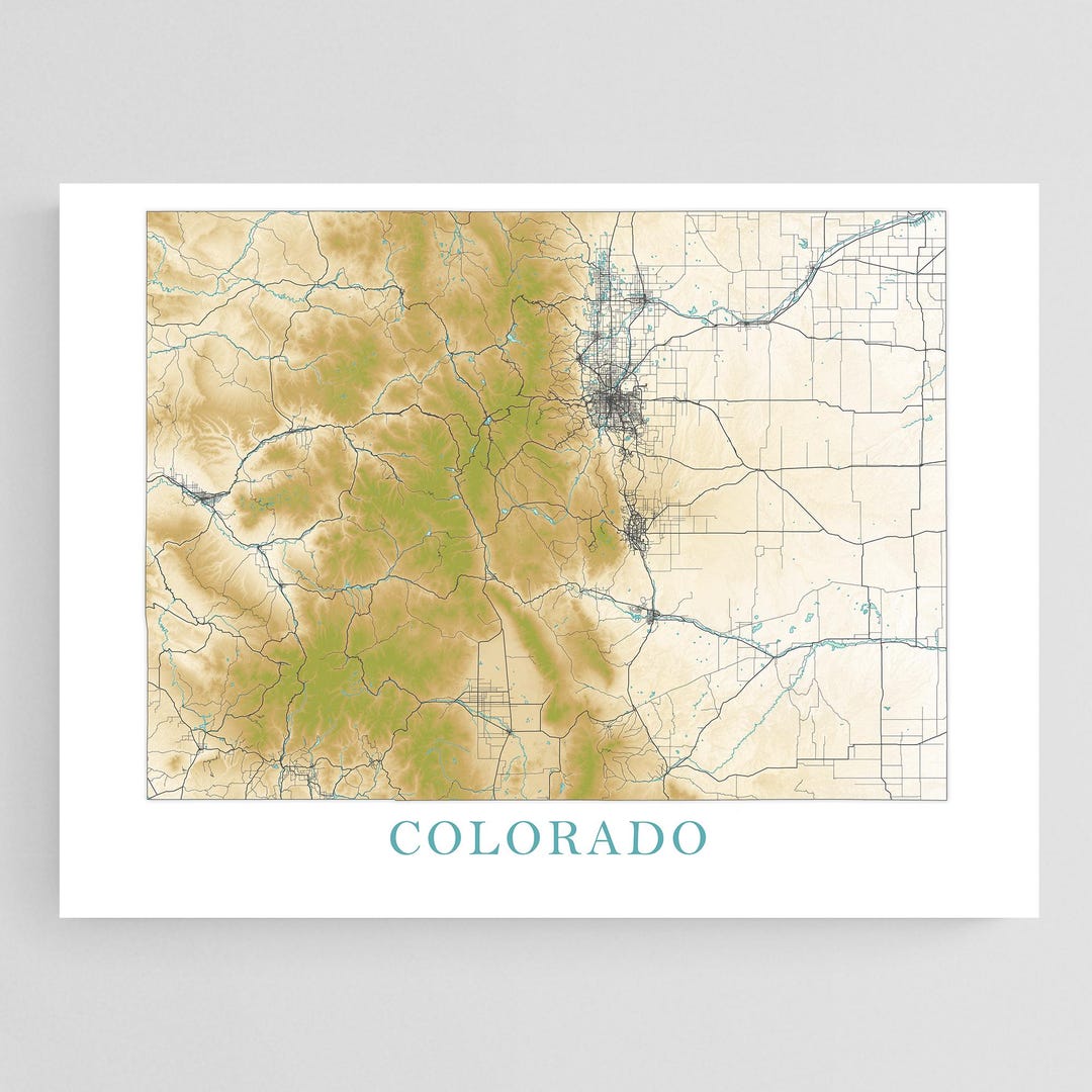 Colorado Wall Art Map: State Print or Poster Topographic Maps - Etsy
