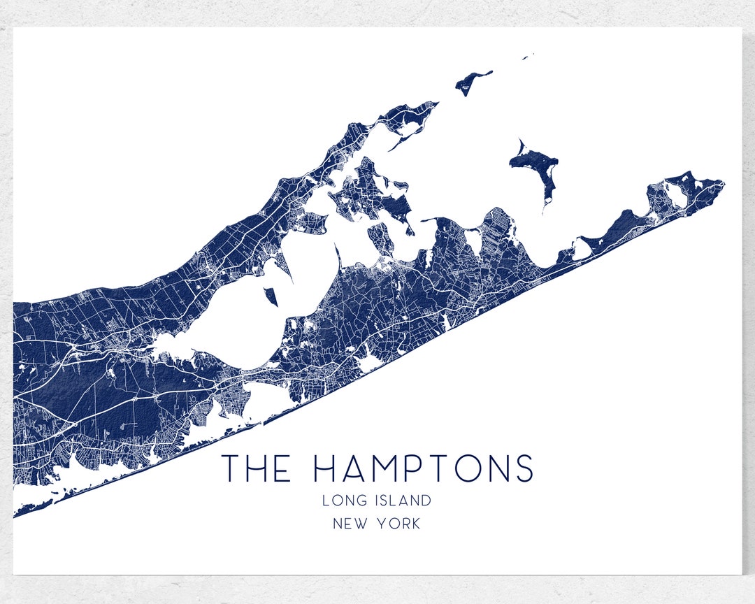 The Hamptons Map of Hamptons Long Island New York Print Etsy