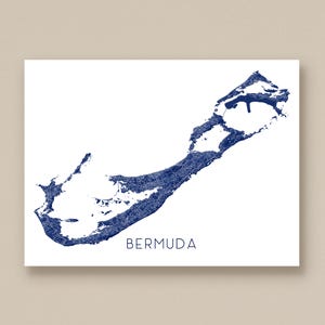 Bermuda Map Wall Art Print, Topographic Island Poster