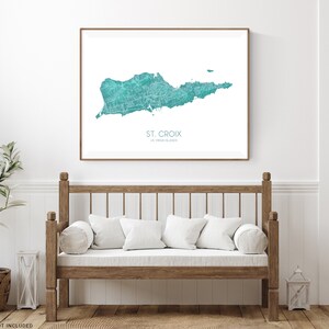 St. Croix, US Virgin Islands map print with a turquoise landscape design by Maps As Art.