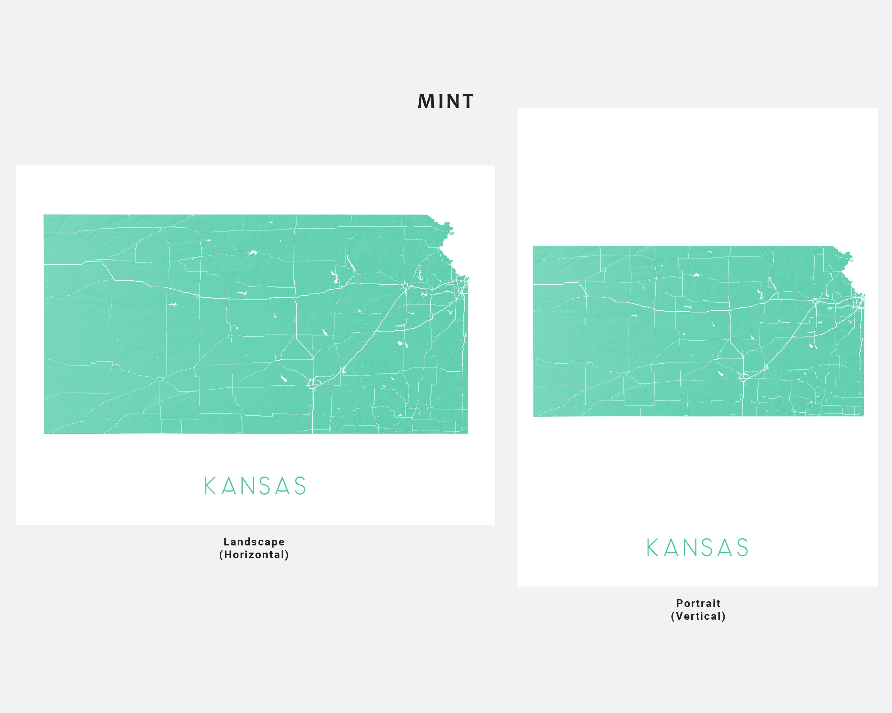 Kansas Map: State Wall Art, Colorful Topographic Landscape Print or ...