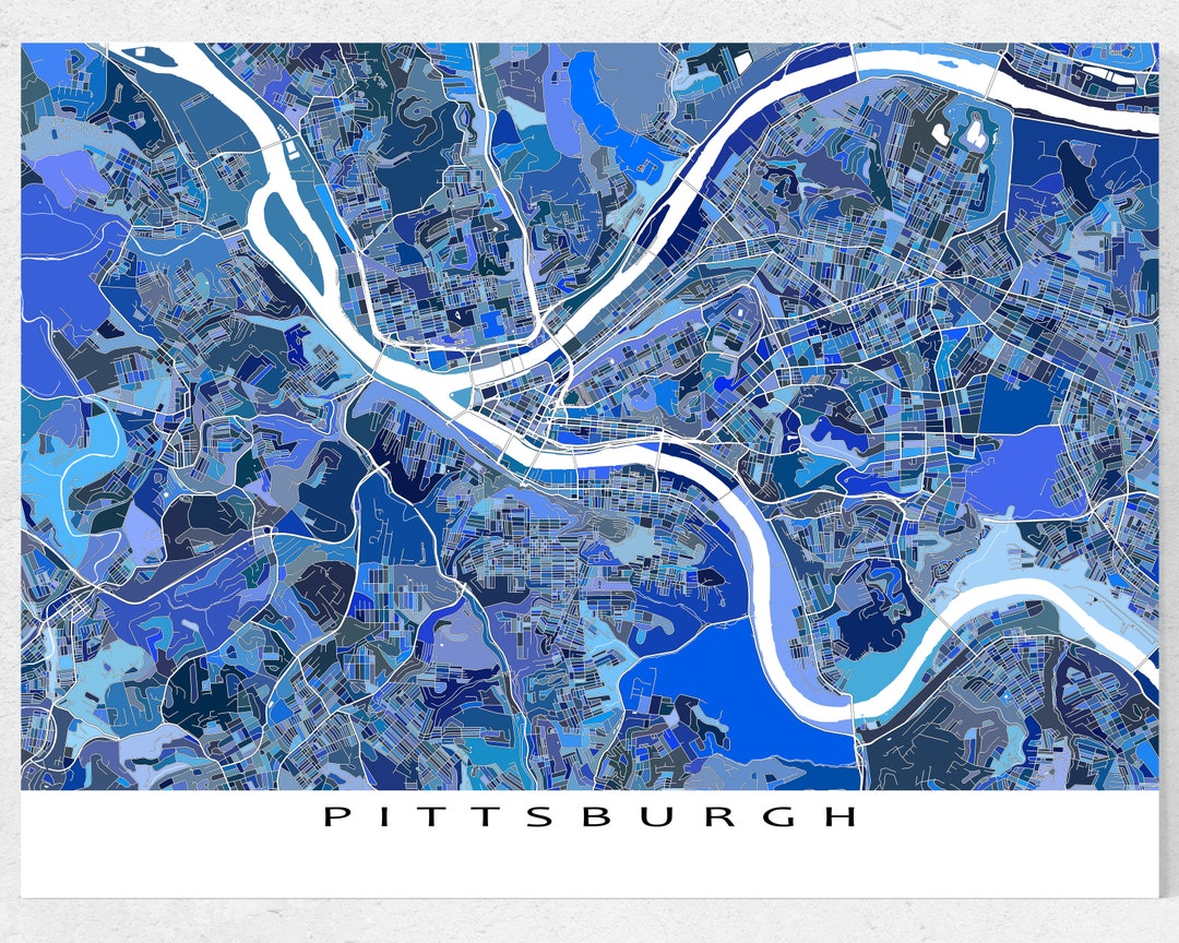Pittsburgh Map Print and Pittsburgh Art Prints for Blue Etsy