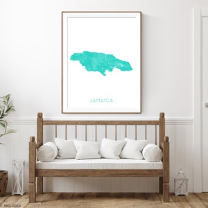 Jamaica Map of Jamaica Art Print Poster, Topographic Caribbean Island ...