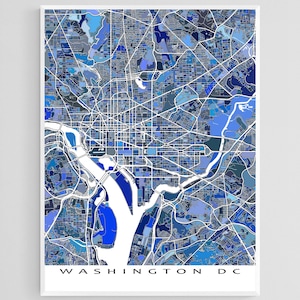 Affiche de carte de Washington DC, district de Columbia, impression d'art mural de rue de la ville, cadeaux, souvenirs