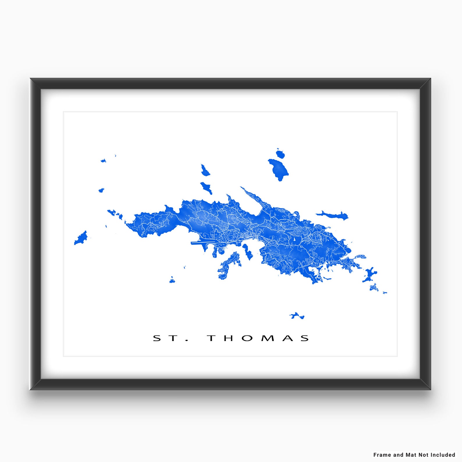 St Thomas Map Print US Virgin Islands Caribbean Island Art | Etsy