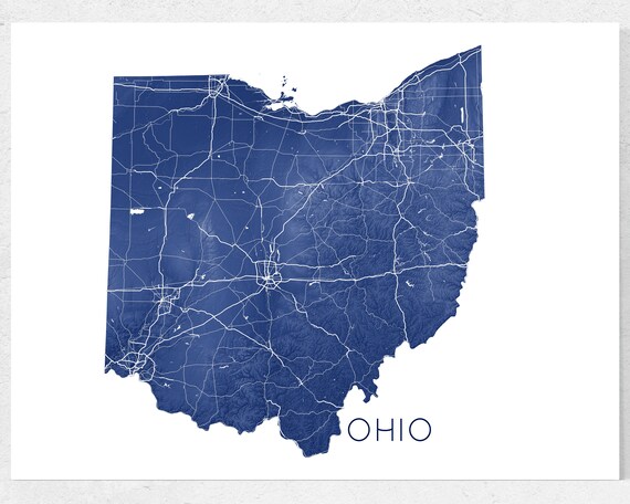 Ohio Art Print Ohio State Map Wall Art Prints 3D Topographic | Etsy