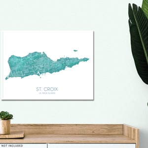 St. Croix, US Virgin Islands map print with a turquoise landscape design by Maps As Art.