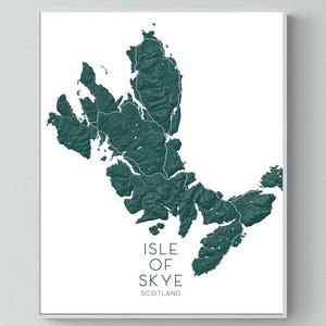 Isle of Skye Map Print Poster, Scotland Island Maps, 3D Topographic Terrain Scottish Landscape Skye Wall Art Prints, Portree