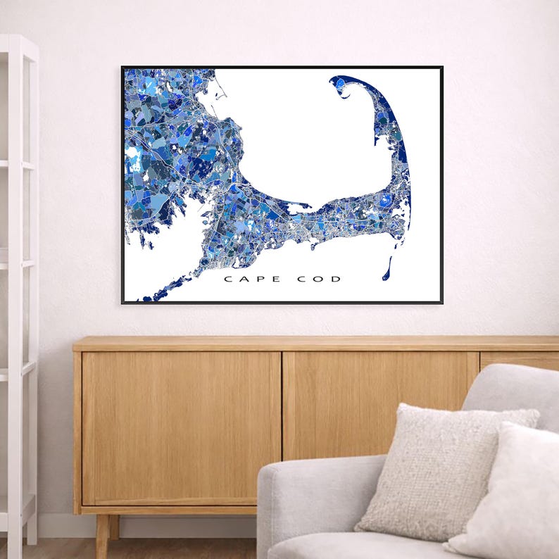Cape Cod Art, Cape Cod Massachusetts Map Print, Provincetown MA - Etsy