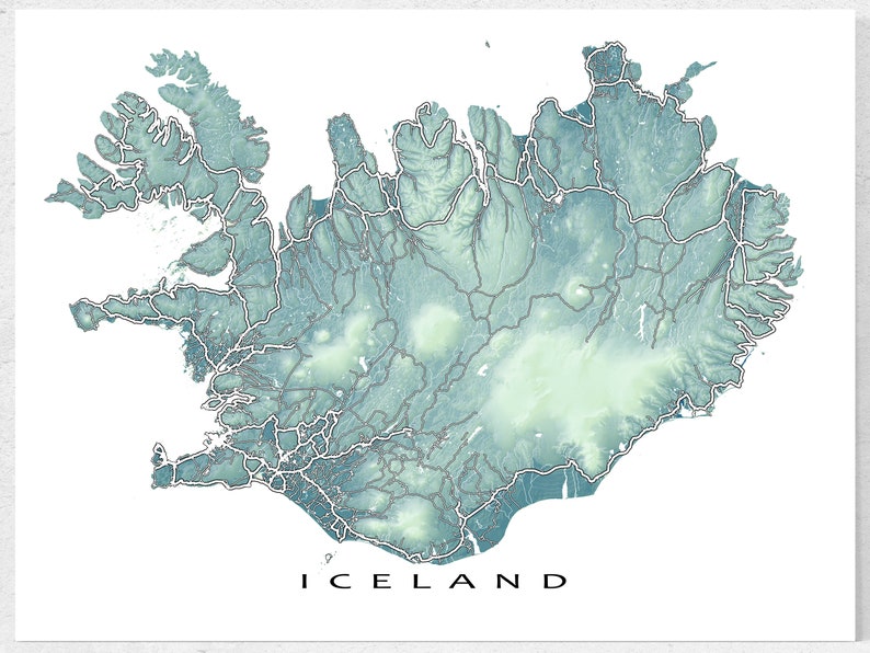 Iceland map print by Maps As Art.