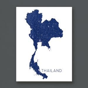 Thailand Karte, Druck, Topographische Wand Kunst Poster