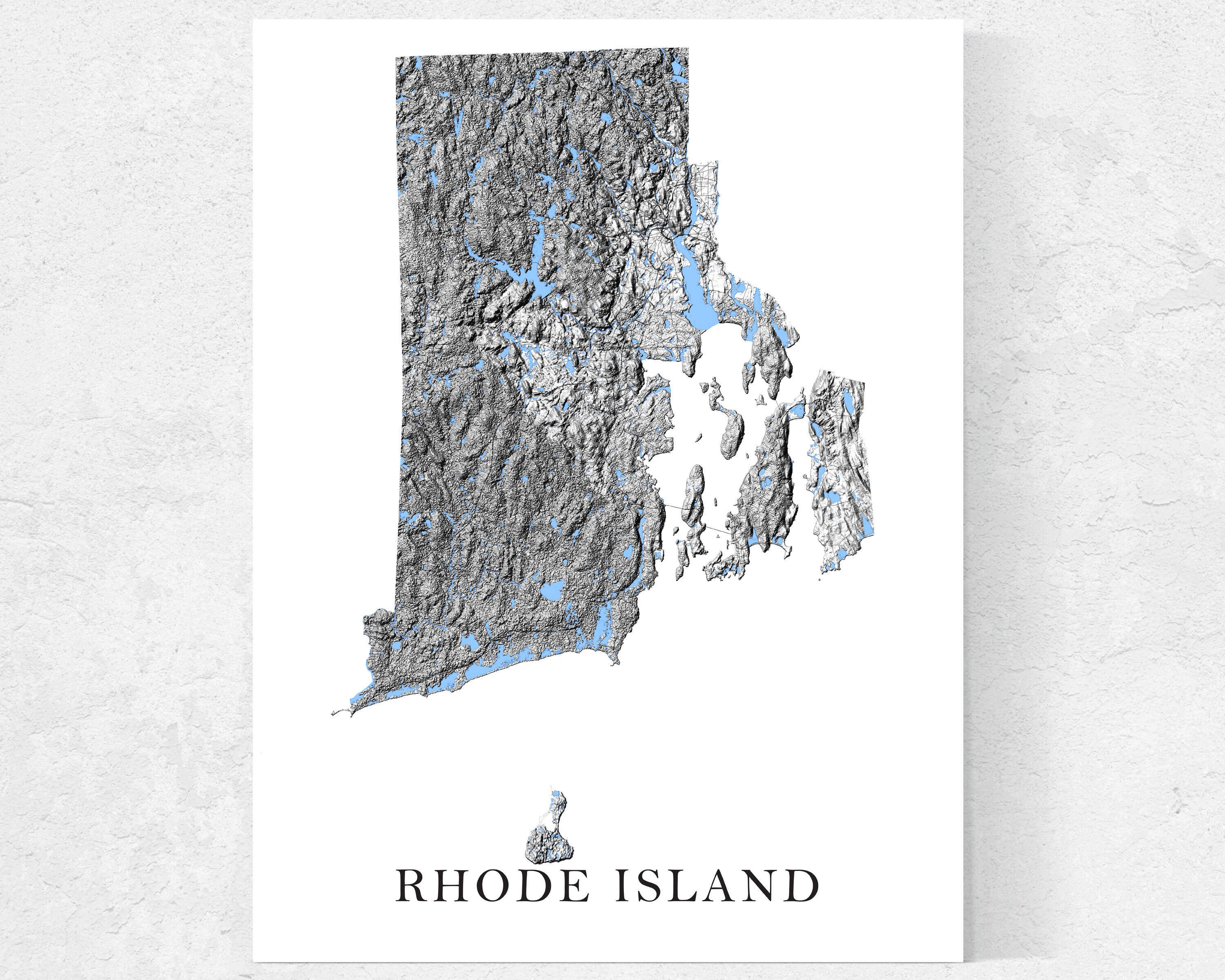 Rhode Island Topographic Map Rhode Island Map Of Rhode Island Art Print Black And White | Etsy Australia