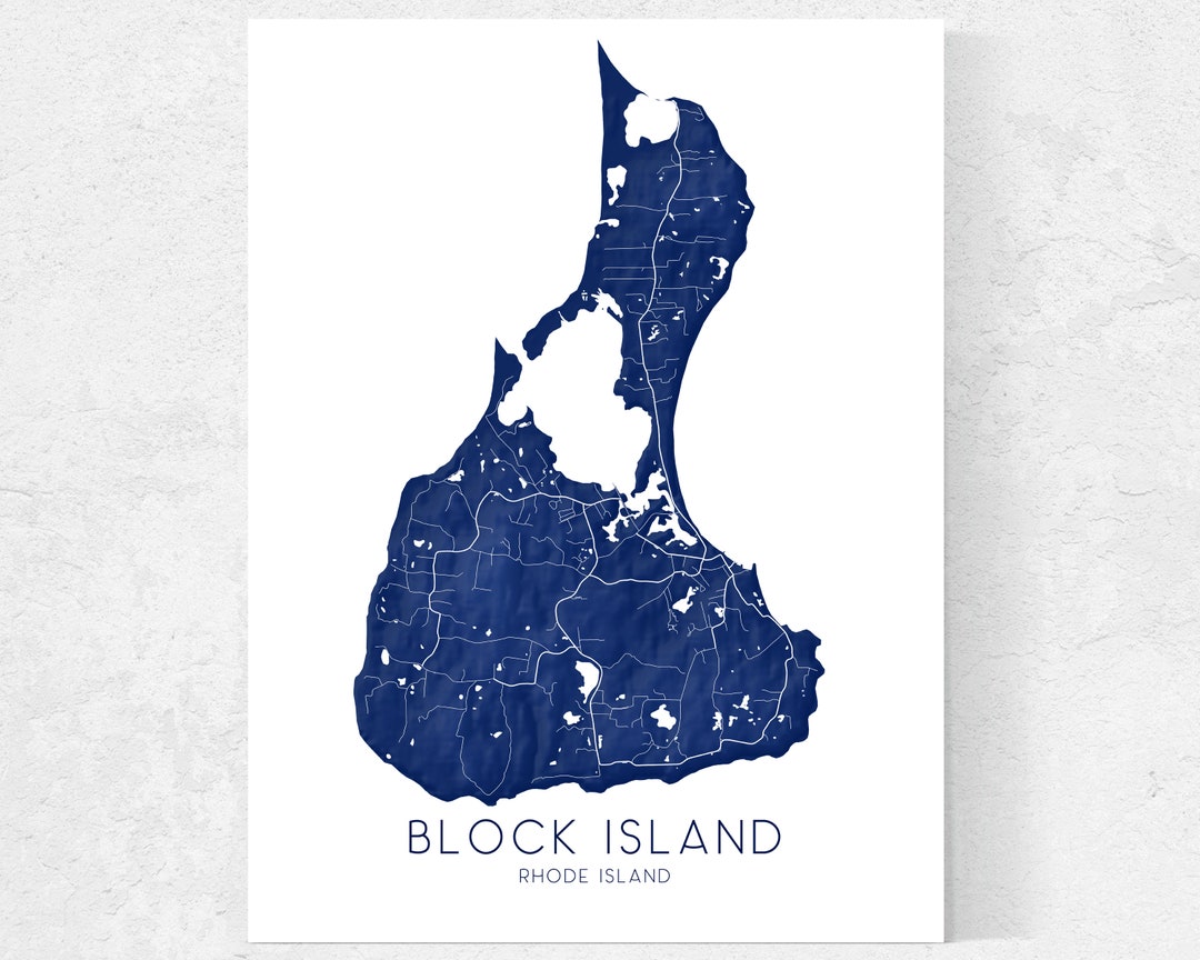 Block Island Map of Block Island Print Block Island Poster Etsy