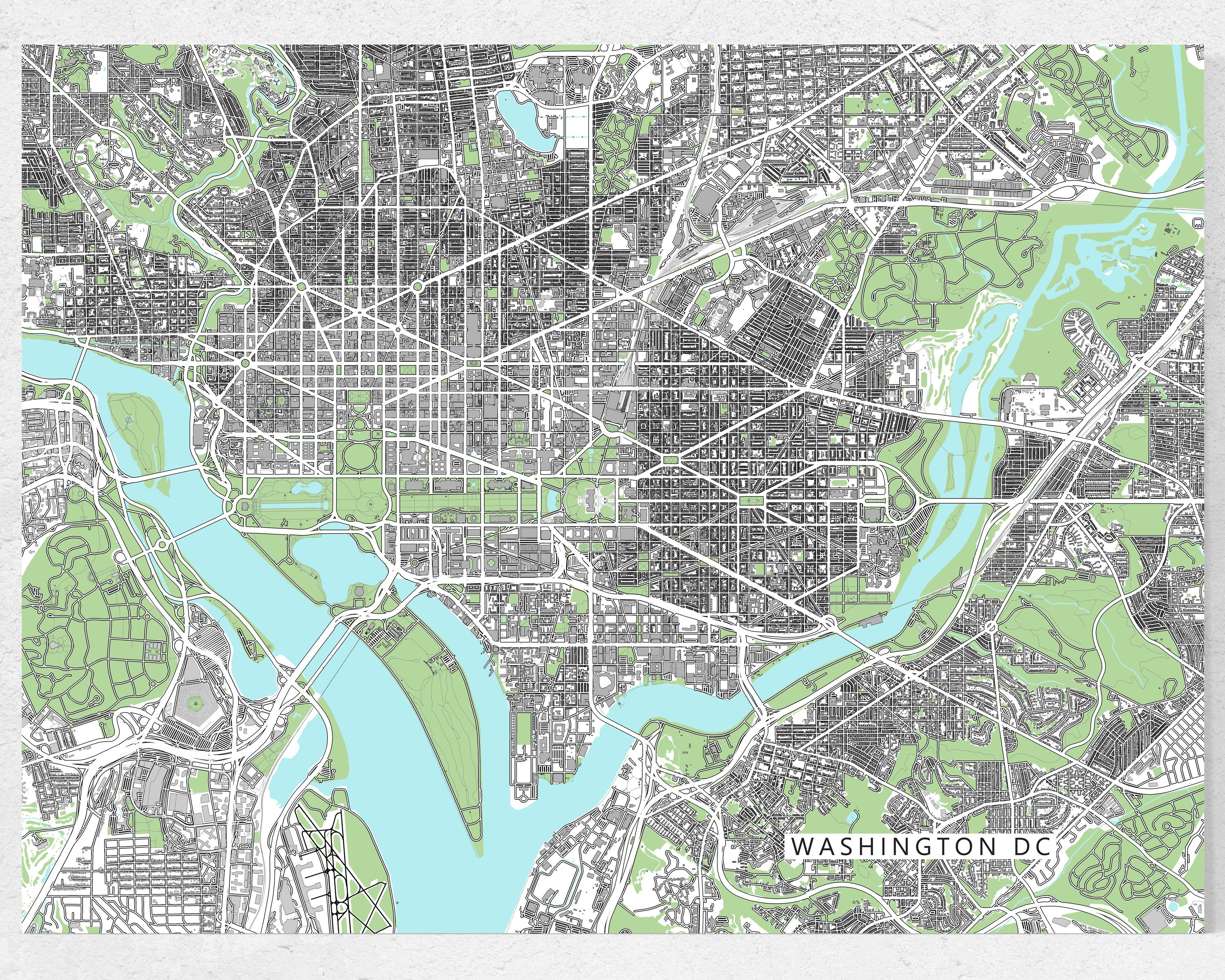 Street Map Of Washington Dc Washington Dc Map Poster And Washington Dc Print For Map Of Dc | Etsy Canada